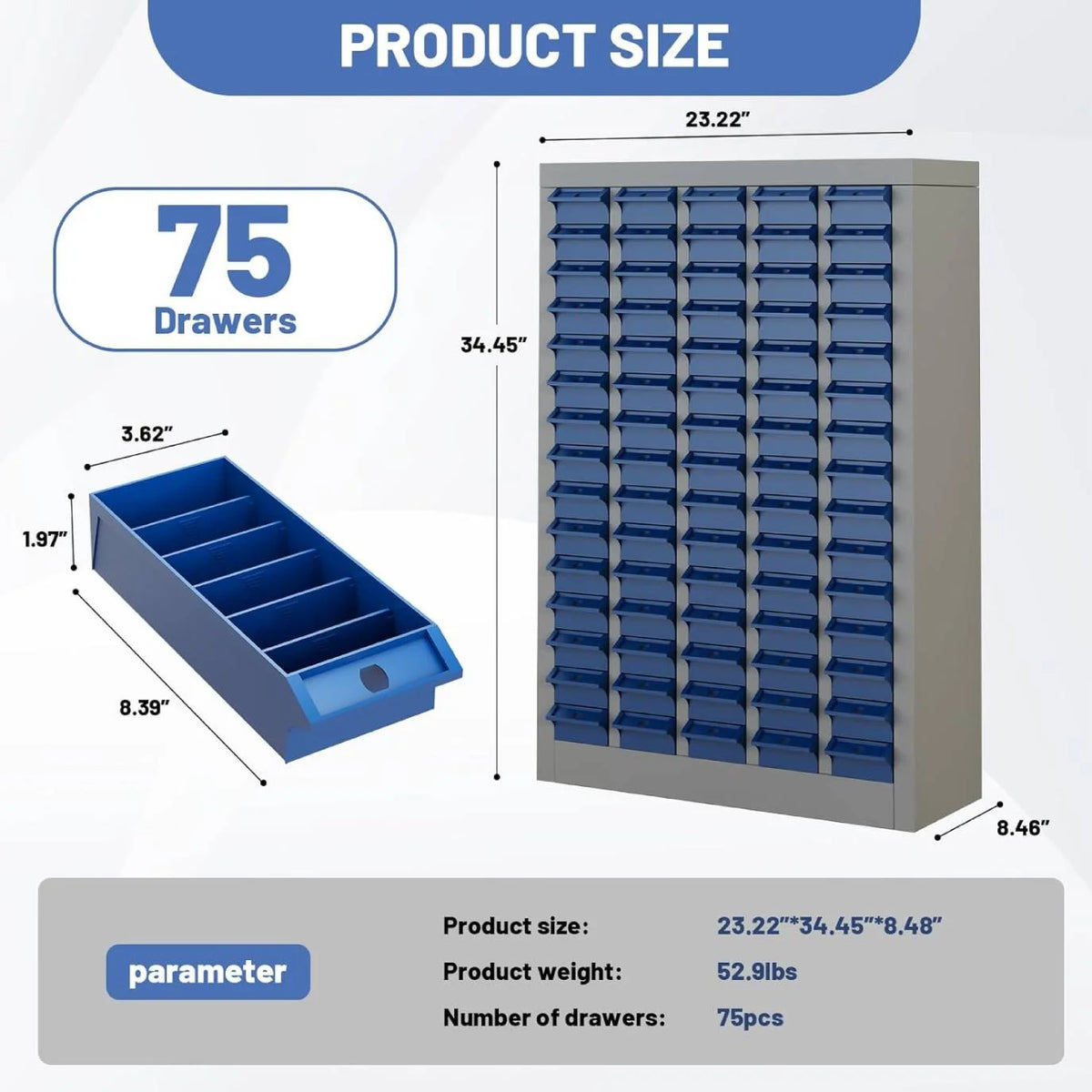Reykilor 100 Drawers Small Parts Cabinet Bolt and Nut Tool Storage Cabinet Hardware Organizer Electronic Component Sorting Storage