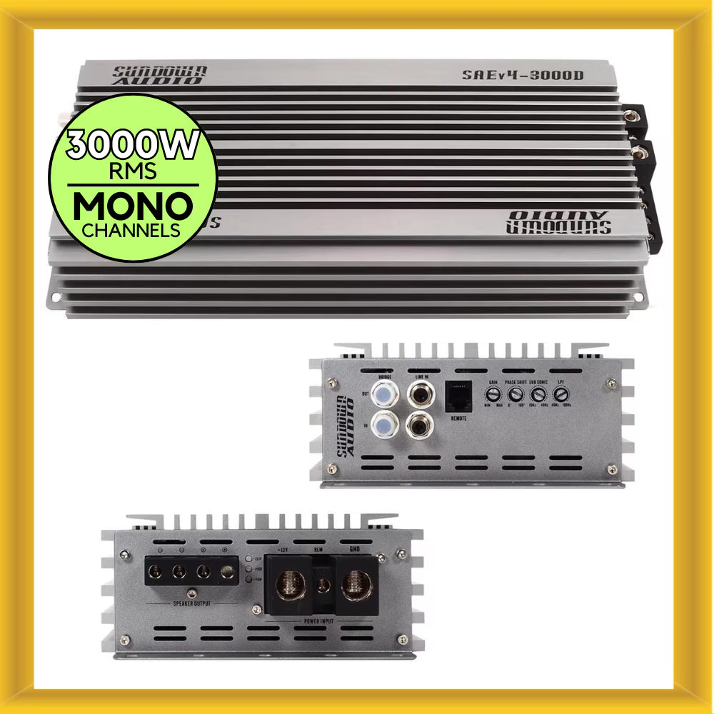 Sundown Audio SAEV4-3000D Monoblock 3000W RMS 1-Ohm Stable Class-D Amplifier
