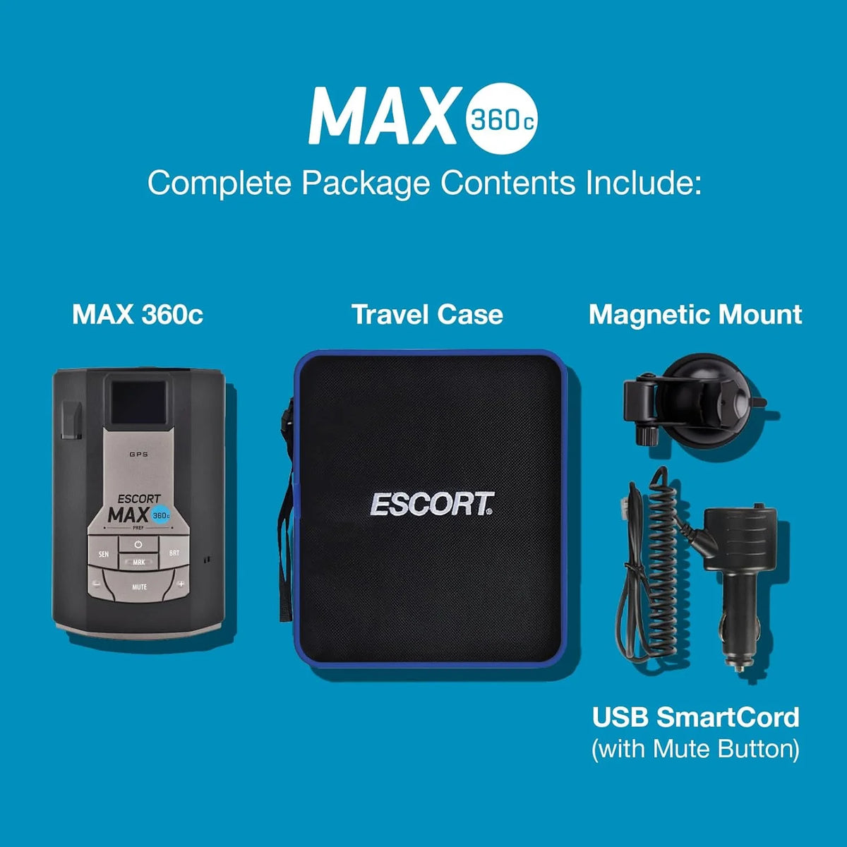 Escort MAX 360c Laser Radar Detector - WiFi & Bluetooth Enabled, 360�� Protection, Extreme Long Range, Voice Alerts, Apple CarPlay & Android Auto Compatible