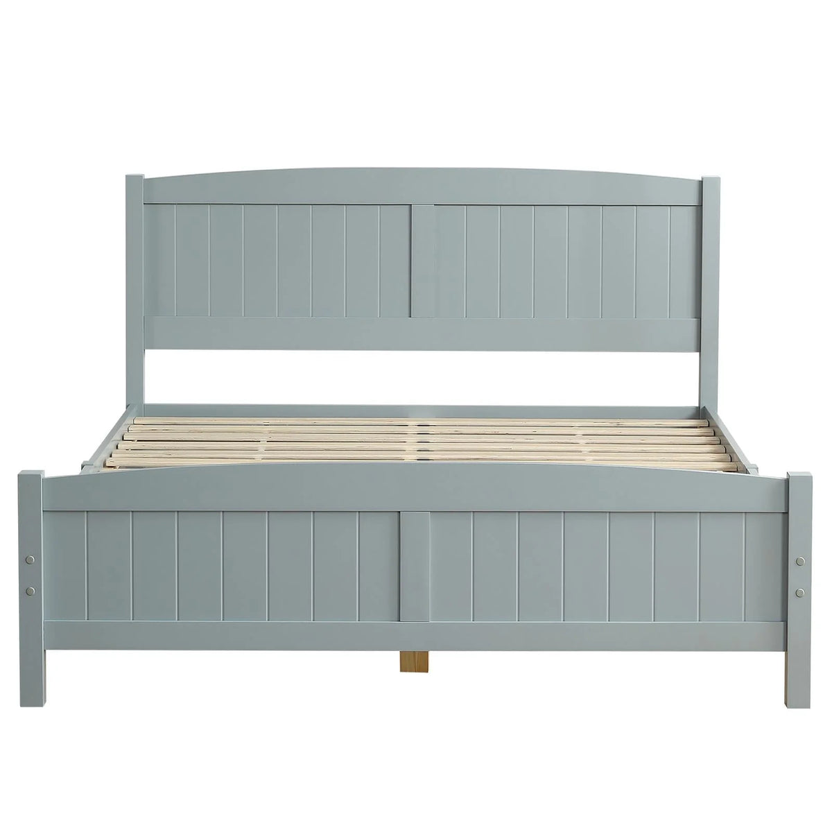 Zimtown Queen Bed Frame,Solid Pine Wood Kids Twin Platform Bed Frame, Bedroom Queen Bed with Headboard for Adults, Gray