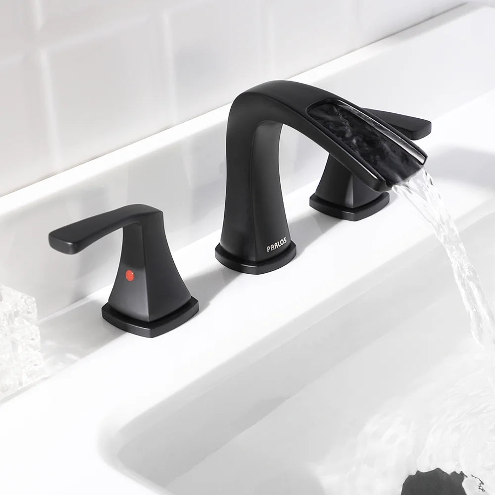 PARLOS Waterfall Widespread Two Handles Bathroom Sink Faucet , Polished Chrome