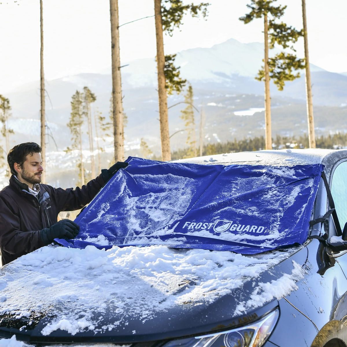 FrostGuard Pro Automotive Winter Windshield Cover - Standard Size in Indigo for Cars and Smaller SUVs - Shades