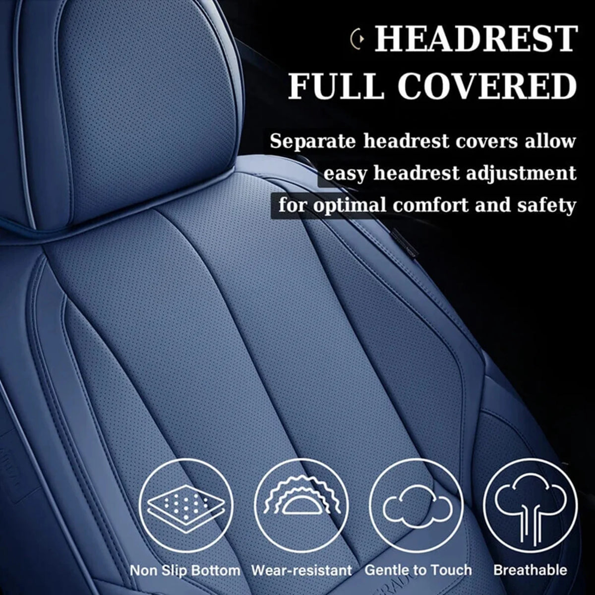 Coverado Black Front Car Seat Covers, Stylish Waterproof Premium Leather Automotive Seat Protectors, Airbag Compatible Auto Interior Accessories Universal Fit for Most Cars SUV Pick-up Trucks