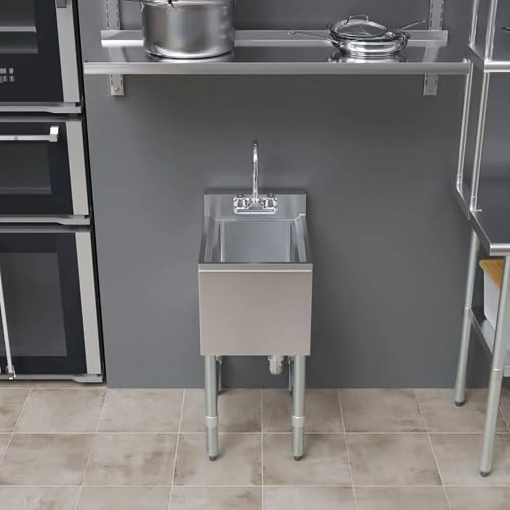 Stainless Steel Single One Compartment Under Bar Sink with Faucet
