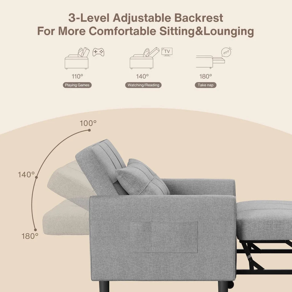 Convertible Sleeper Chair, Aiho 3-in-1 Convertible Sofa Bed Recliner Chair with Pull Out Couch - Dark Gray