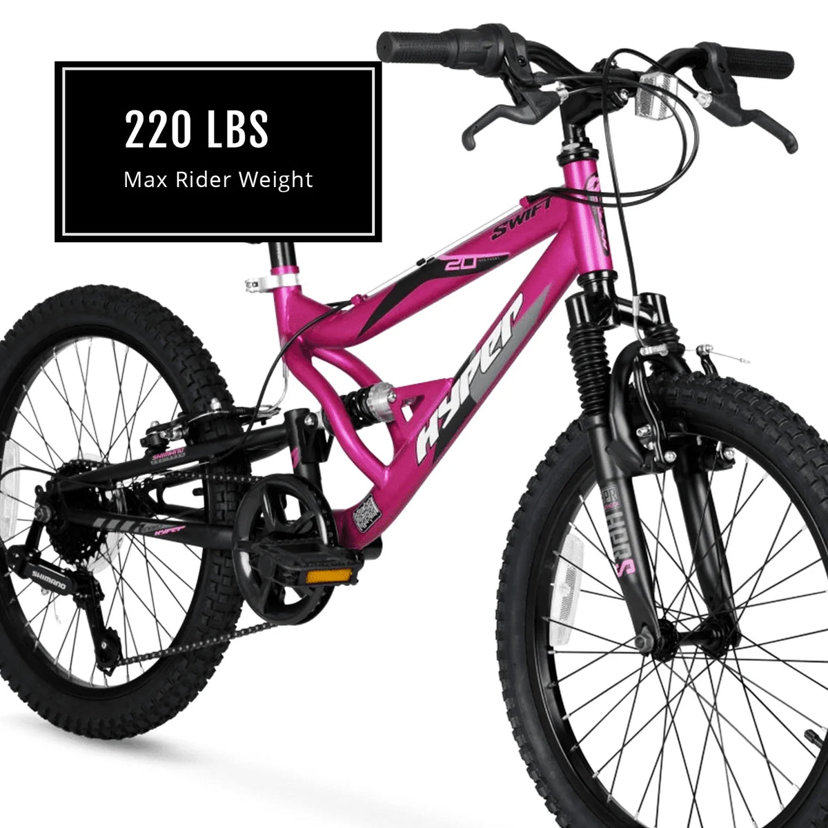 Bicycle 20" Girls Swift Mountain Bike, Kids, Magenta