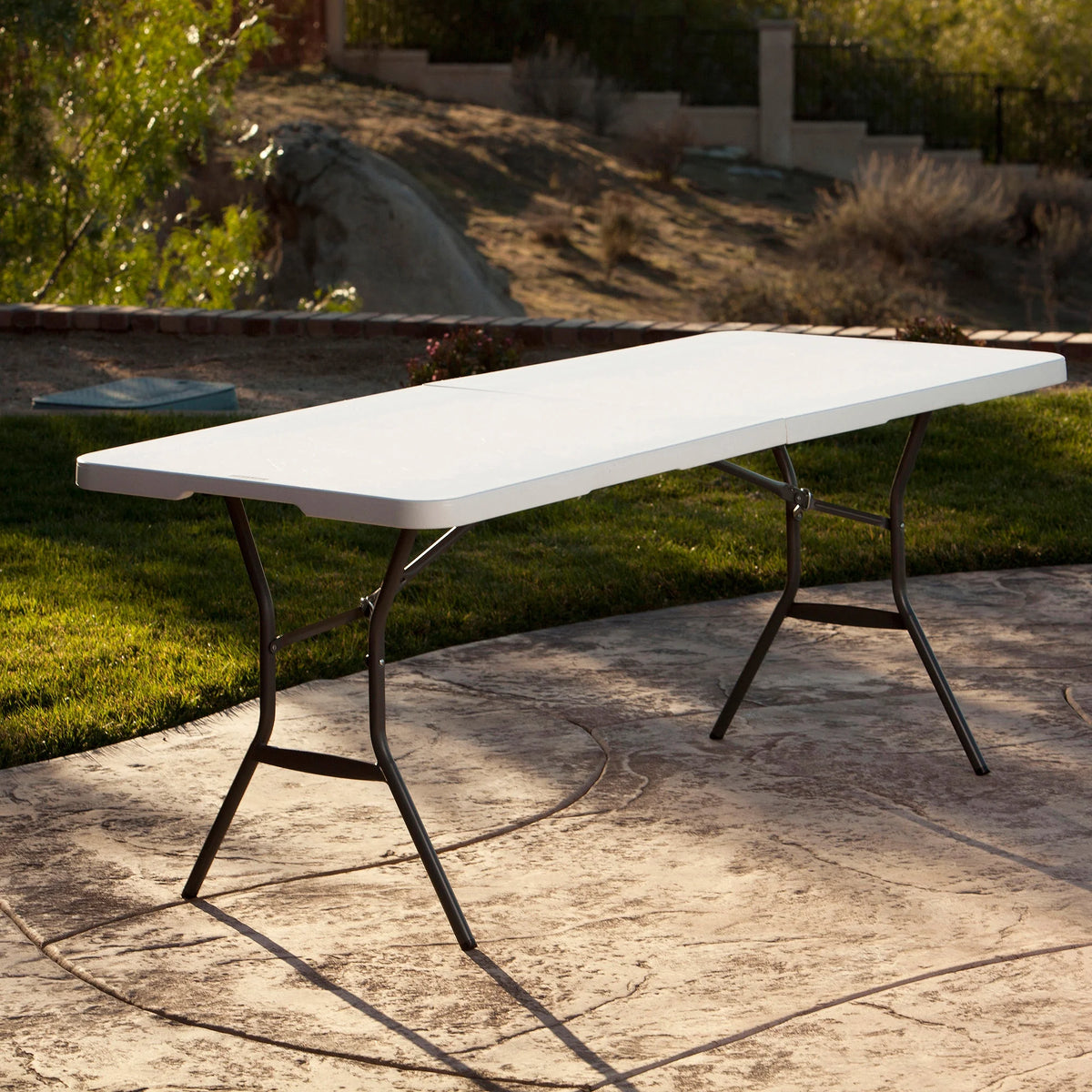 Lifetime 6' Commercial Grade High-Quality Fold-in-Half Folding Table, White (25011)