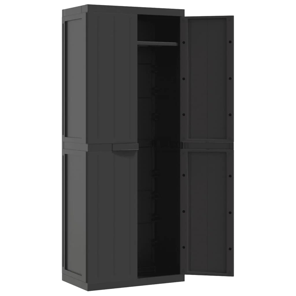 vidaXL Outdoor Storage Cabinet Black 25.6"x14.6"x33.5" PP