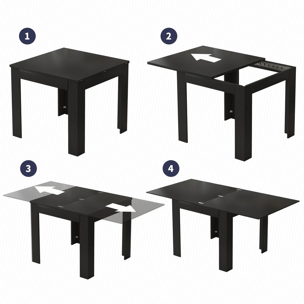 ZAFLY Extendable Dinning Table Set for 2/4/6, Modern Folding Desk, Rectangular Dinning Furniture, Space Saving Dining Table for Kitchen/Small Spaces -White