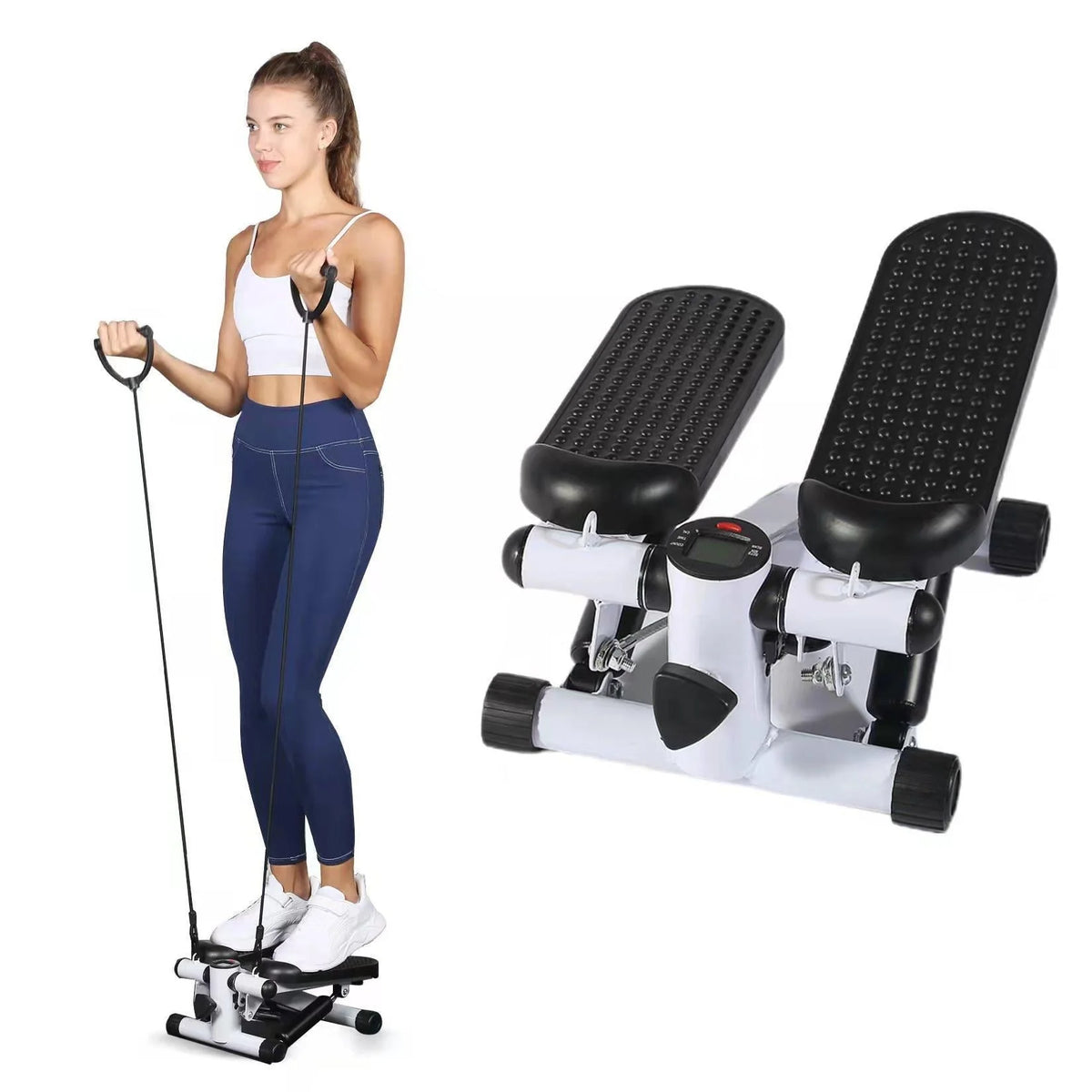 UBesGoo Mini Stepper with Resistance Band, Stair Stepping Fitness Exercise Home Workout Equipment for Full Body Workout