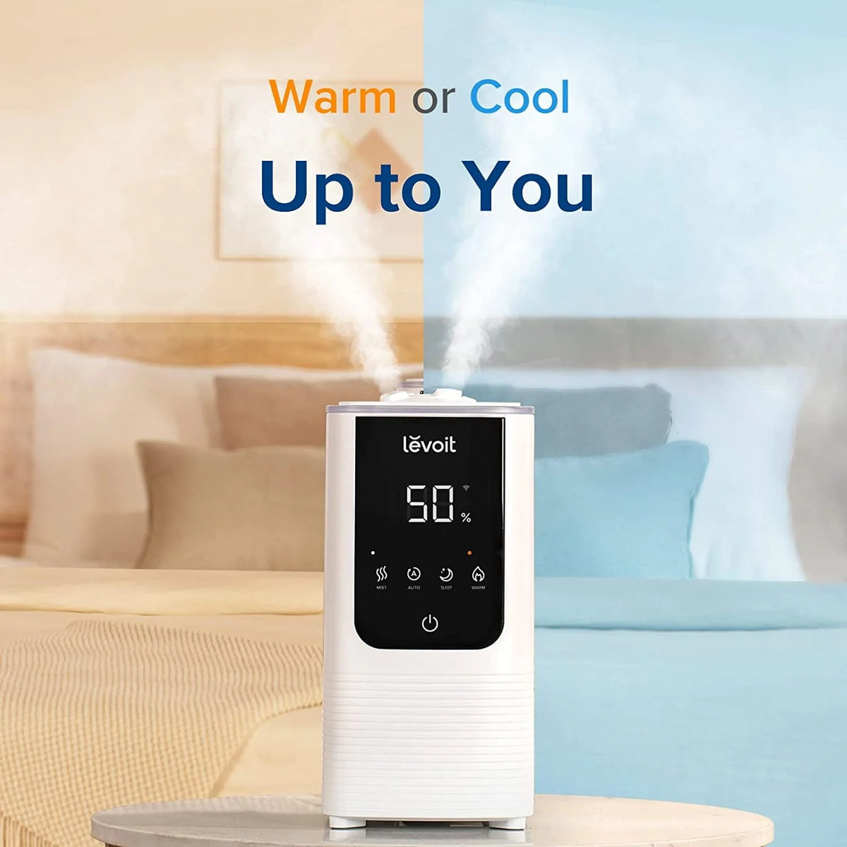 Levoit Smart Cool and Warm Mist Top Fill Humidifier with Aromatherapy, 4.5L, OasisMist LV450S, Wood