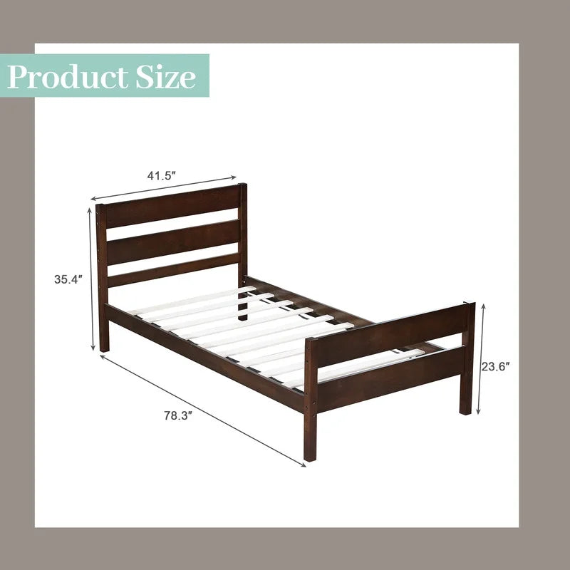 Duxelifin Wood Twin Bed Frame with Rails, Twin Size Low Platform Bed with Headboard and Footboard, Low Twin Bed Frame for Girls & Boys, White