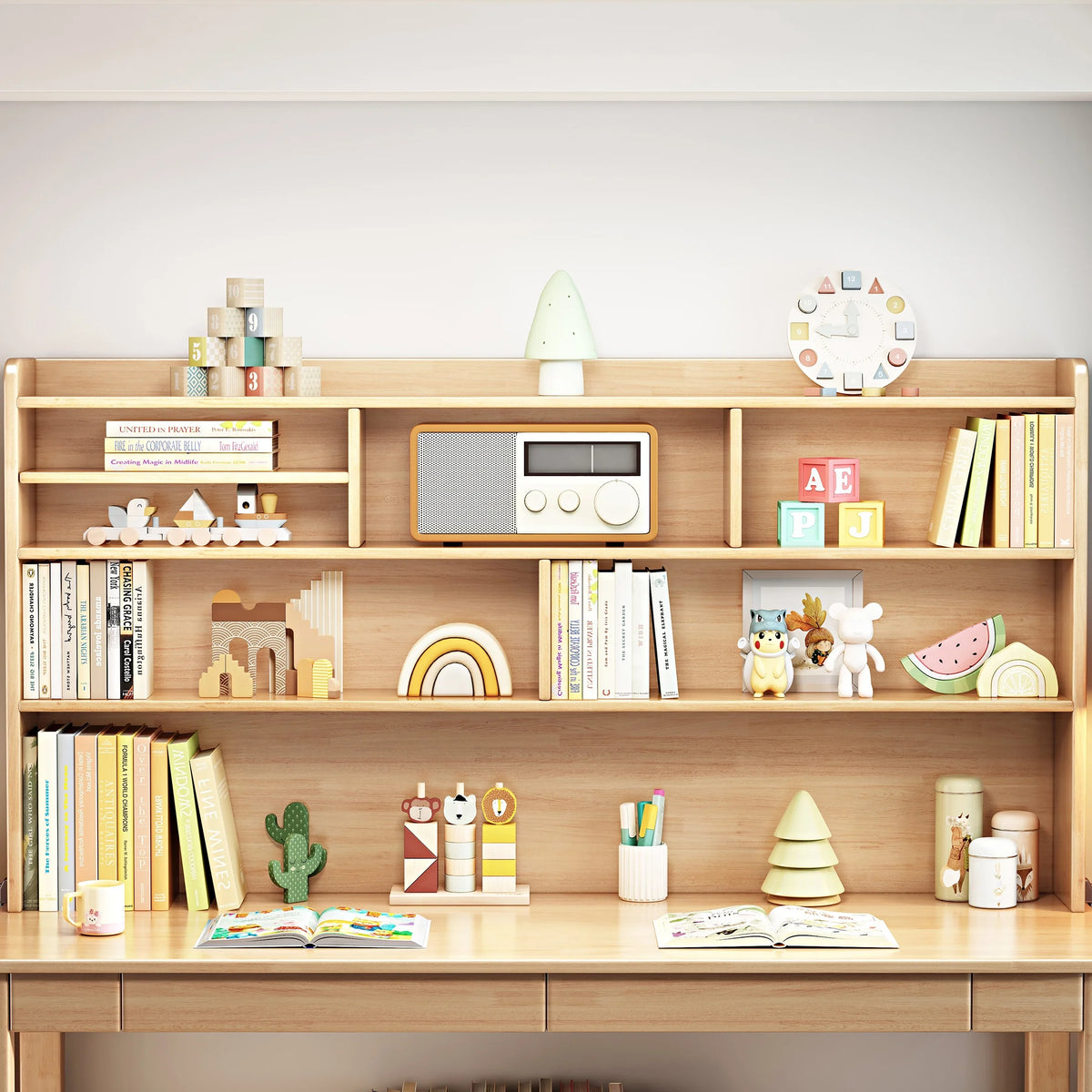 BALANBO Solid Wood Kids Desk and Chair Set with Hutch,Study Computer Desk with Drawers, Extra Large Two Person Study Desk Writing Table, Student White Desk with Bookshelf for Bedroom,Study Room,White