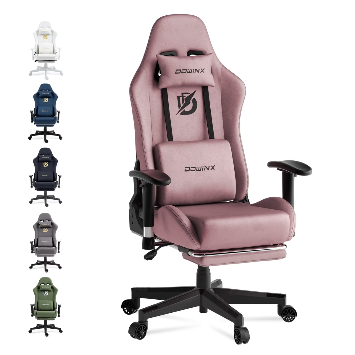 Dowinx Computer Gaming Chair with Pocket Spring Cushion and 4D Armrests for Office,Breathable Fabric High Back Ergonomic Task Chair with Footrest , Massage Lumbar Support Black