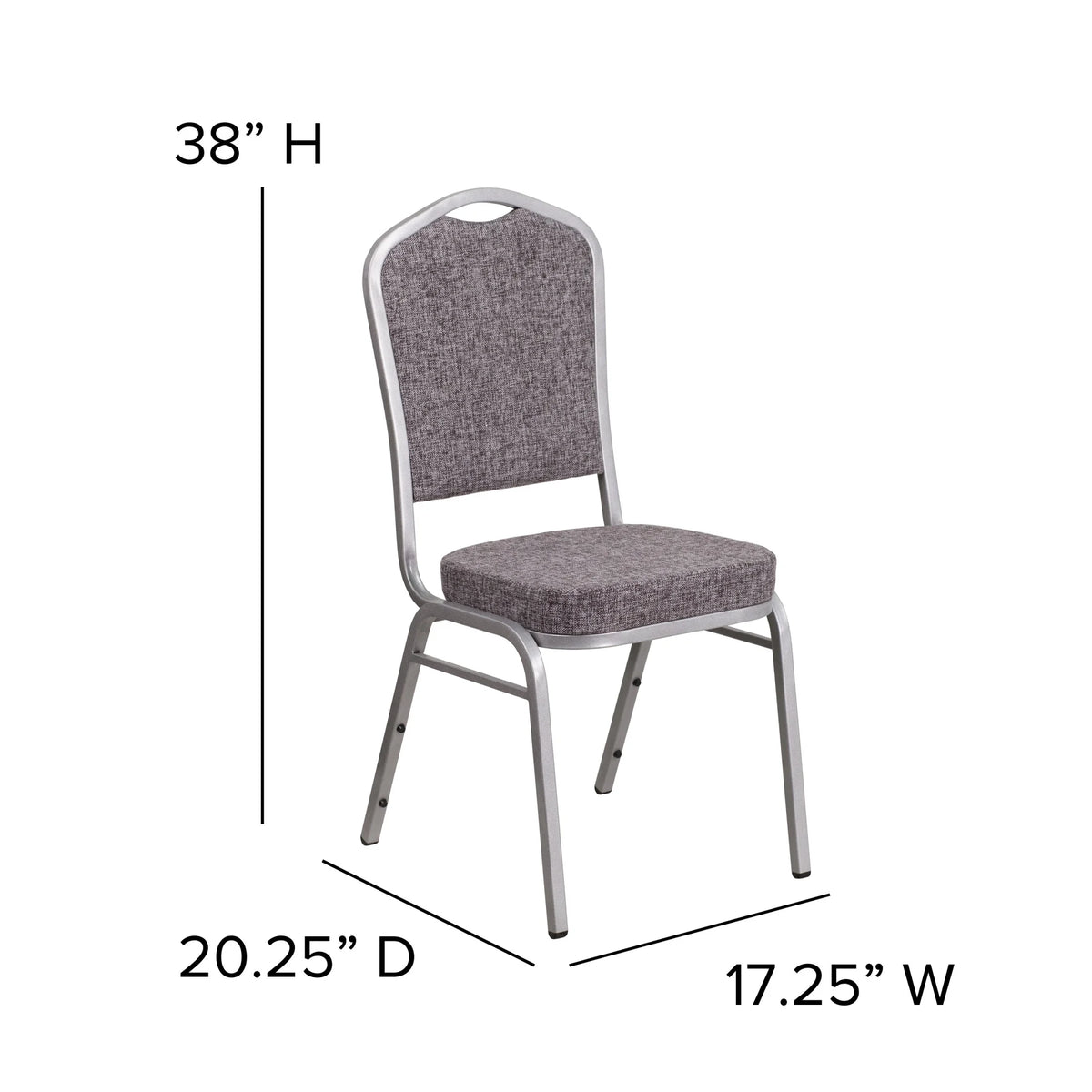 Emma + Oliver 4 Pack Crown Back Stacking Banquet Chair in Navy Vinyl - Silver Vein Frame