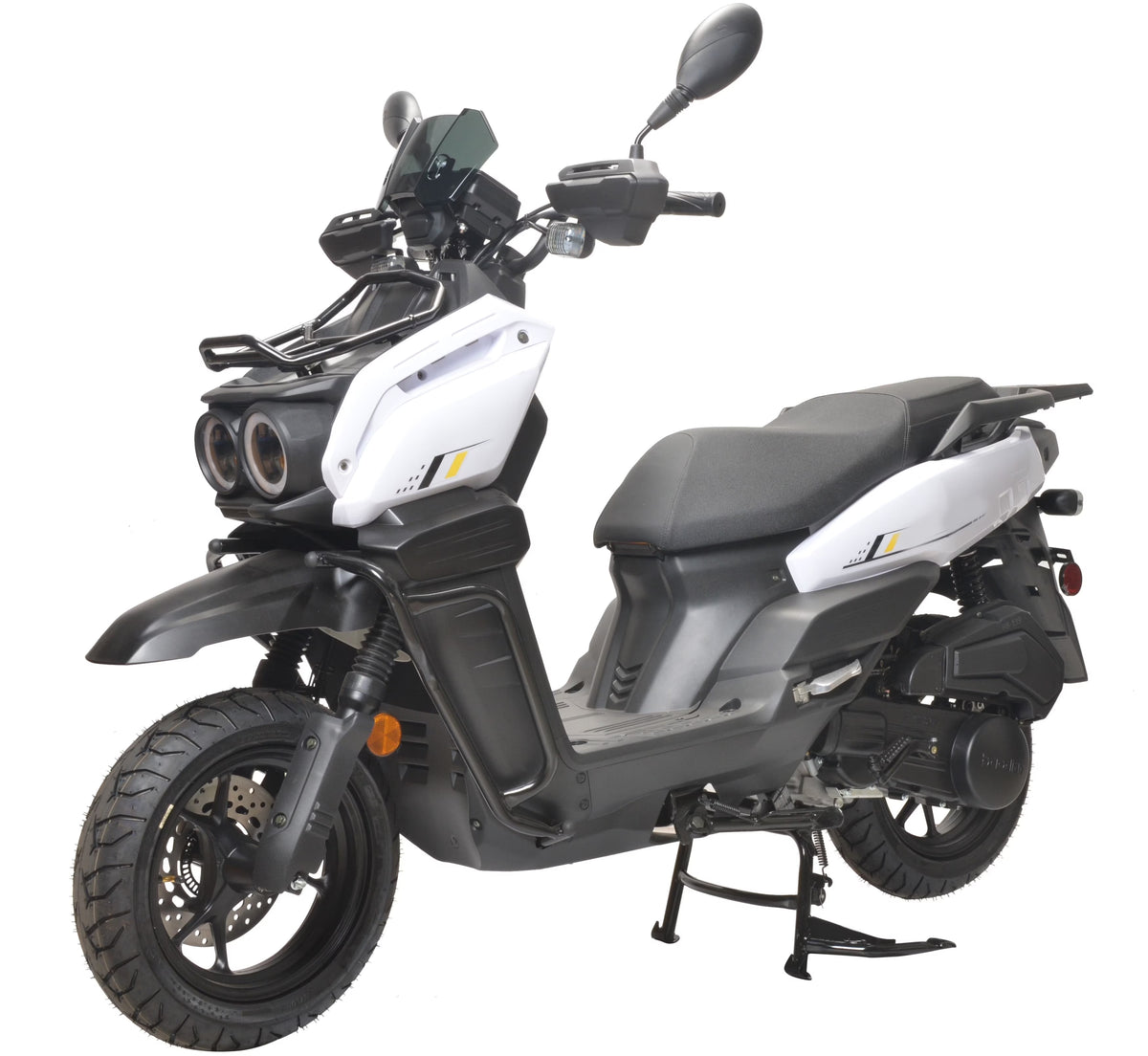 HHH Tank 150 Moped Gas Scooter 150cc Motorcycle Automatic Adult Bike with 12" Aluminum Wheels-White