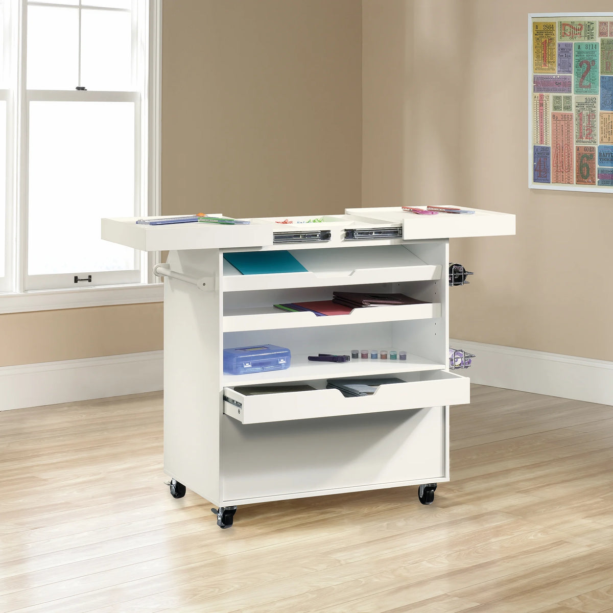Sauder Select Craft Storage Cart, White Finish