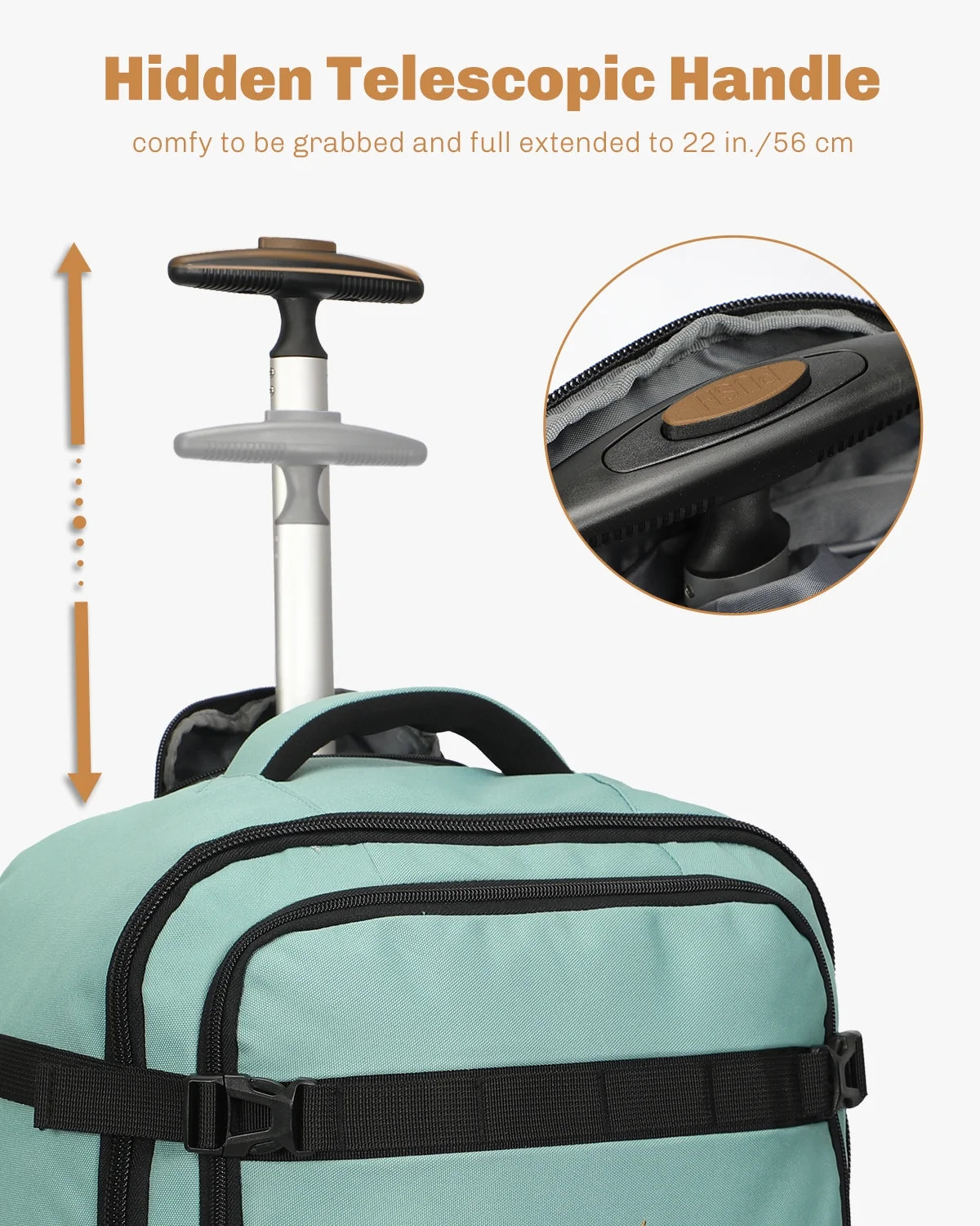 Hynes Eagle 22" Hybrid Carry-On Luggage, Softside Rolling Backpack, Grey