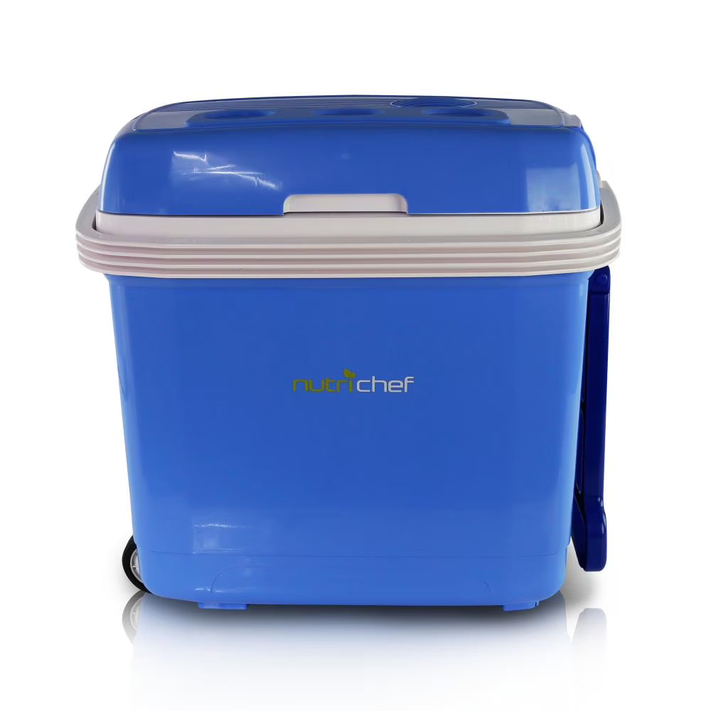 NutriChef Portable Electric Cooler Fridge, 35 Can - 32L Capacity (Blue)