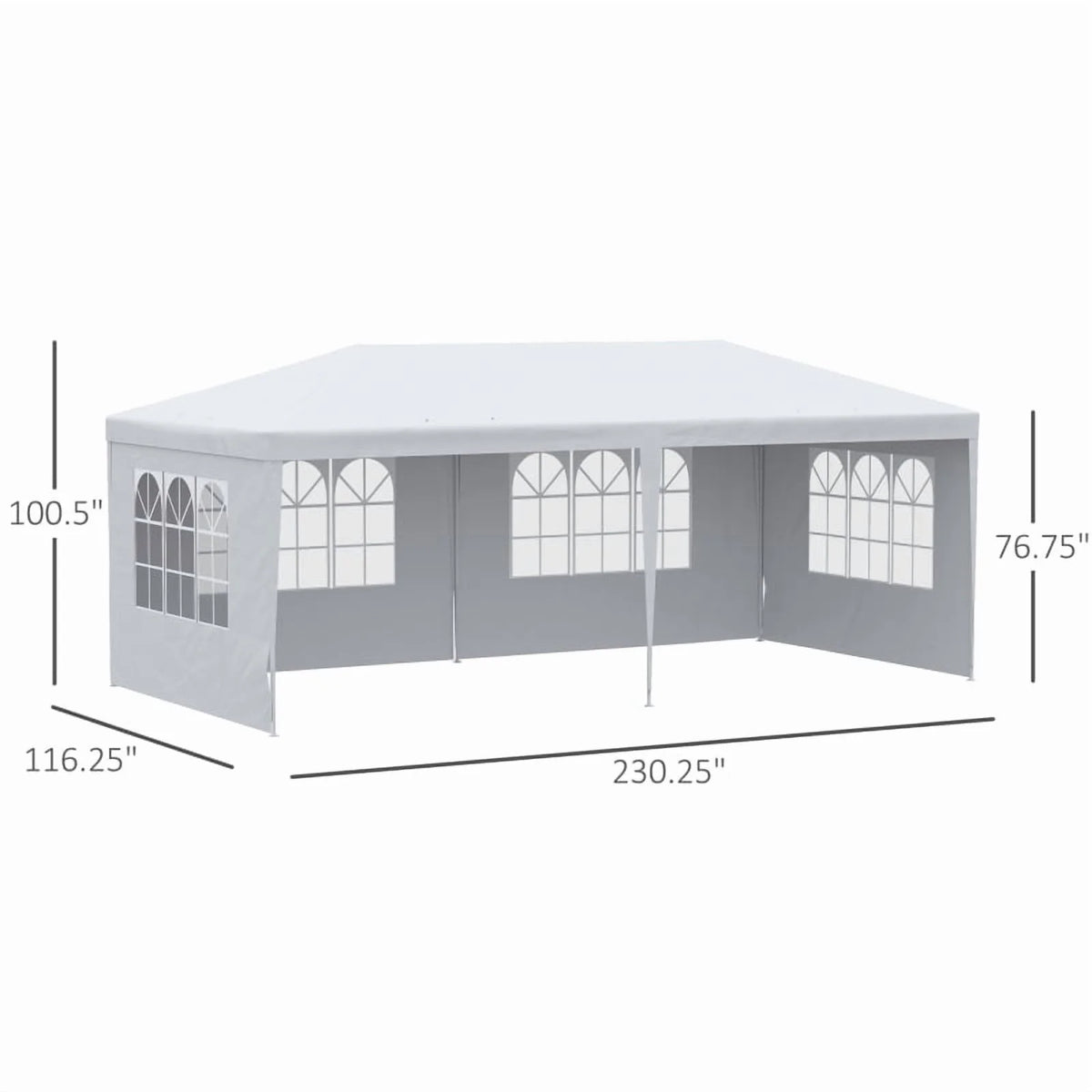 Outsunny 10' x 20' Large Party Tent, Events Shelter Canopy Gazebo with 4 Removable Side Walls, Shade Shelter for Weddings, White On-Site