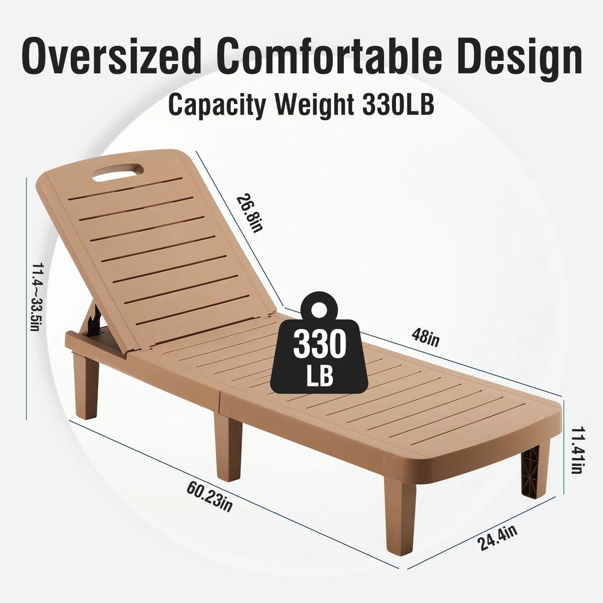 Techmilly Oversized Outdoor Chairse Lounge Chair，Extra Widen Chaise with Cup