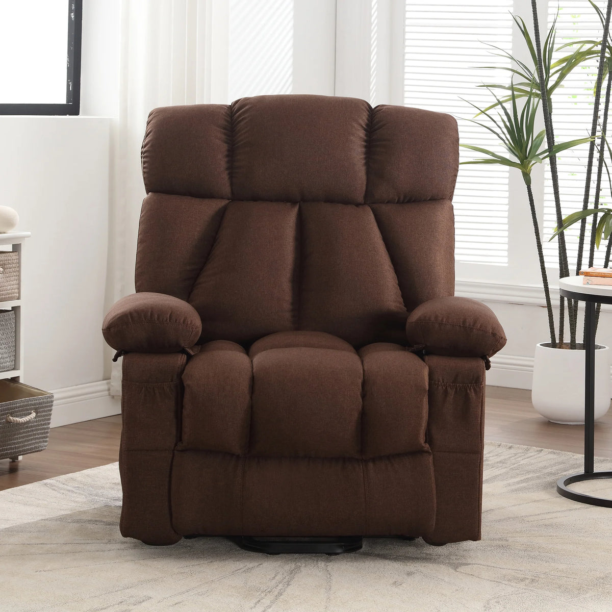 JONPONY Power Lift Recliner Chair Recliners for Elderly with Heat and Massage Recliner Chair for Living Room with Infinite Position and Side Pocket,USB Charge Port,Brown