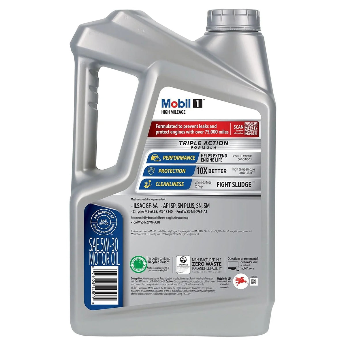 Mobil 1 High Mileage Full Synthetic Motor Oil 5W-30, 5 qt  (3 Pack)