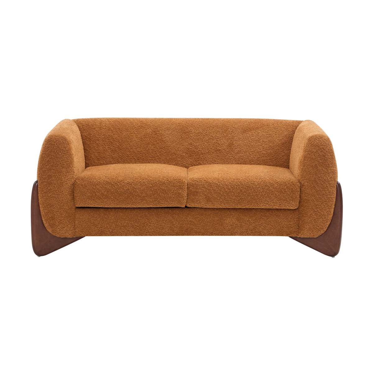 Arlo Modern Boucle Upholstery 2-Seater Sofa with Solid Wood Legs, Caramel