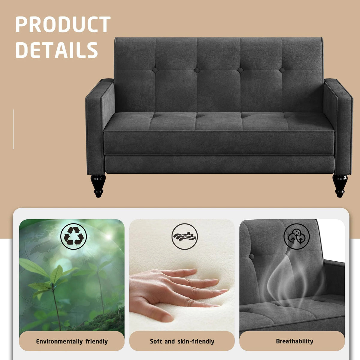 Apeaka Loveseat Sofa Couch Upholstered Small Love seat Modern Couch Sofa