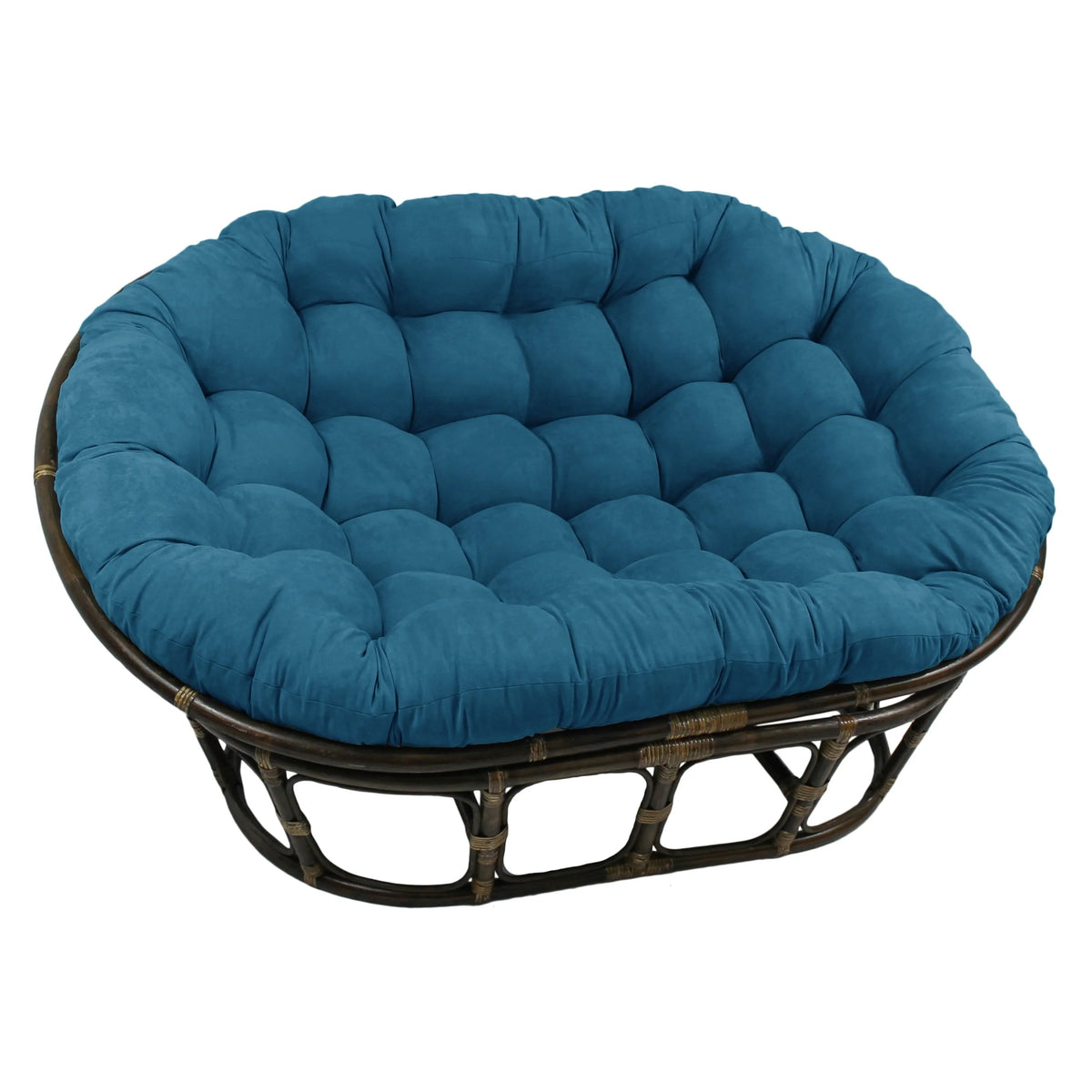 Blazing Needles 93304-MS-AB 65 x 48 in. Solid Microsuede Double Papasan Cushion, Aqua Blue
