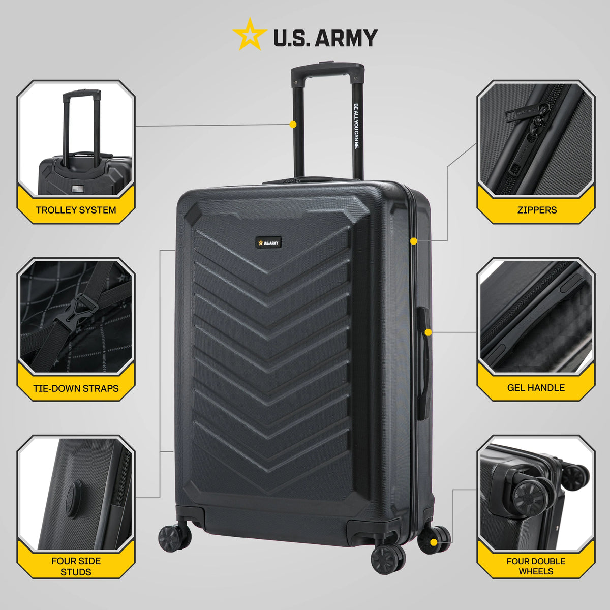 US ARMY FOX 28" Large Suitcase Black