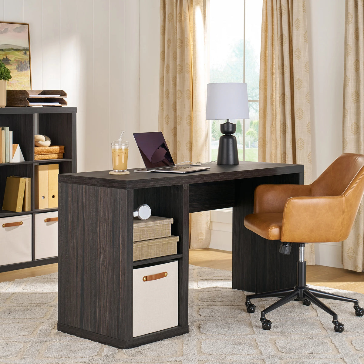 Better Homes & Gardens Cube Storage Office Desk, White Texture