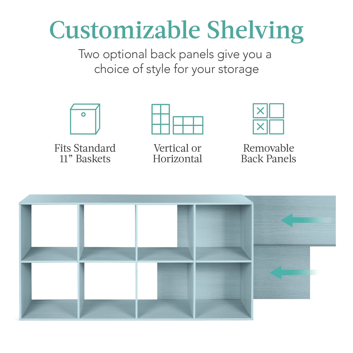 Best Choice Products 8-Cube Bookshelf, 11in Display Storage System, Organizer w/ Removable Back Panels - Black