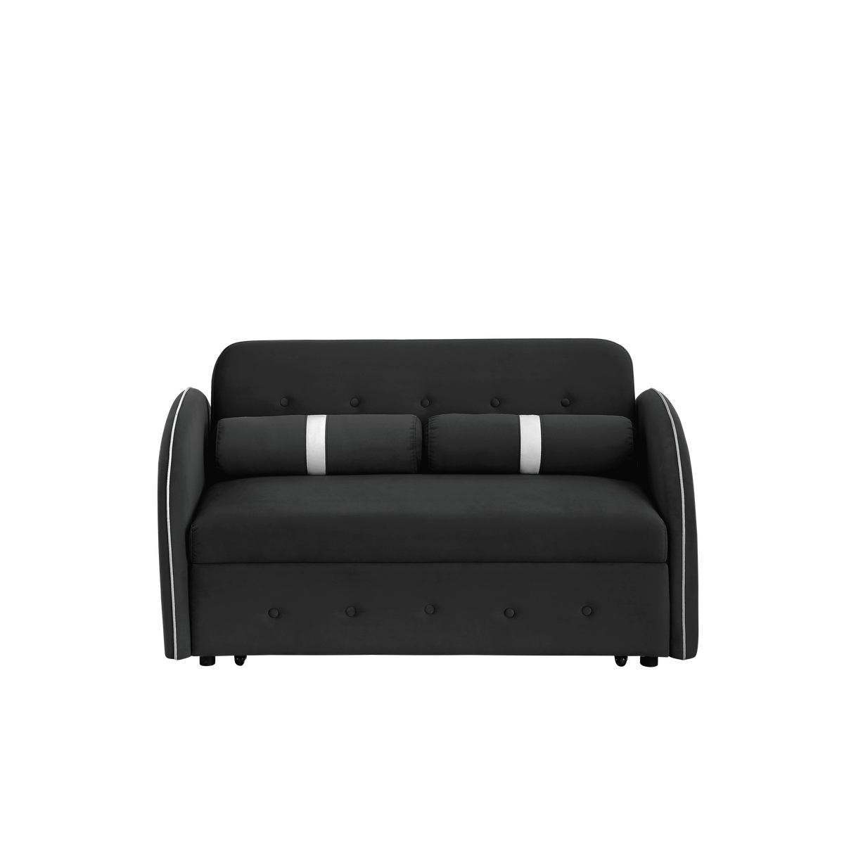 Modern Pull Out Sleeper Sofa Bed, Velvet Convertible Couch Loveseat with Adjsutable Backrest Side Pockets for Living Room Bedroom Apartment Office