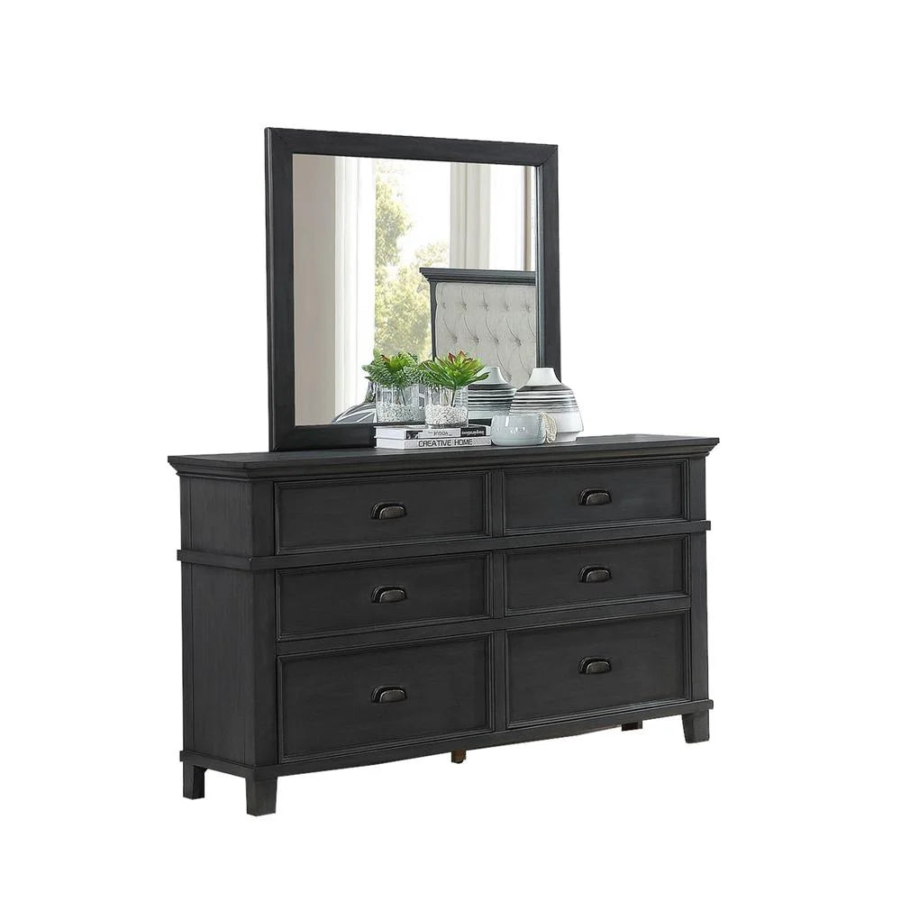 Sandy Platform Cappuccino Wood 6 Piece Bedroom Set in Queen