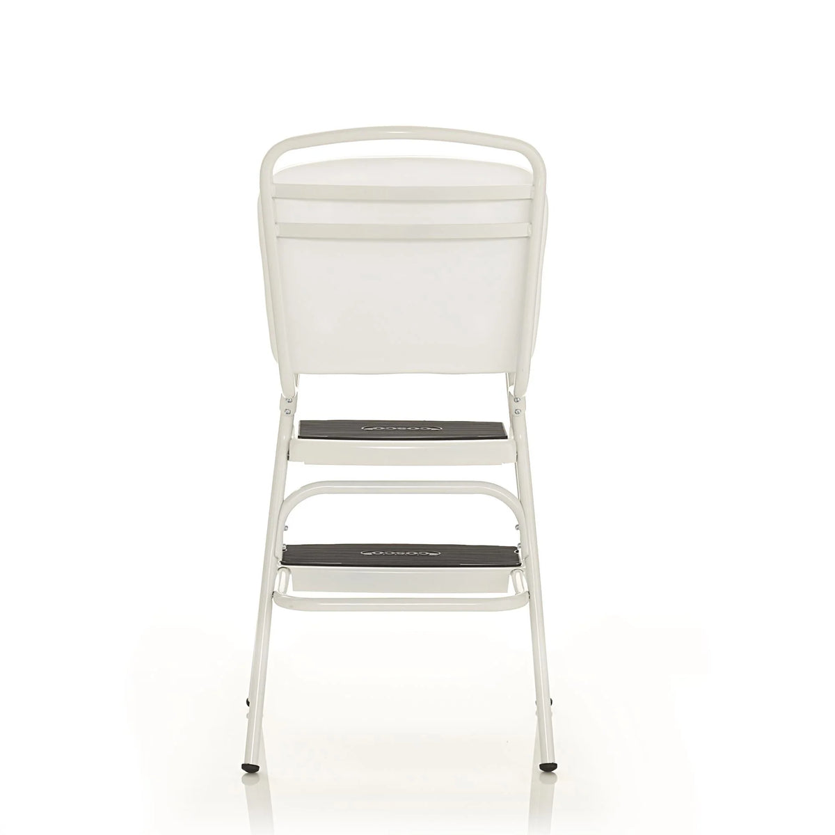 COSCO Stylaire Retro Chair + Step Stool with flip-up seat (white, one pack)