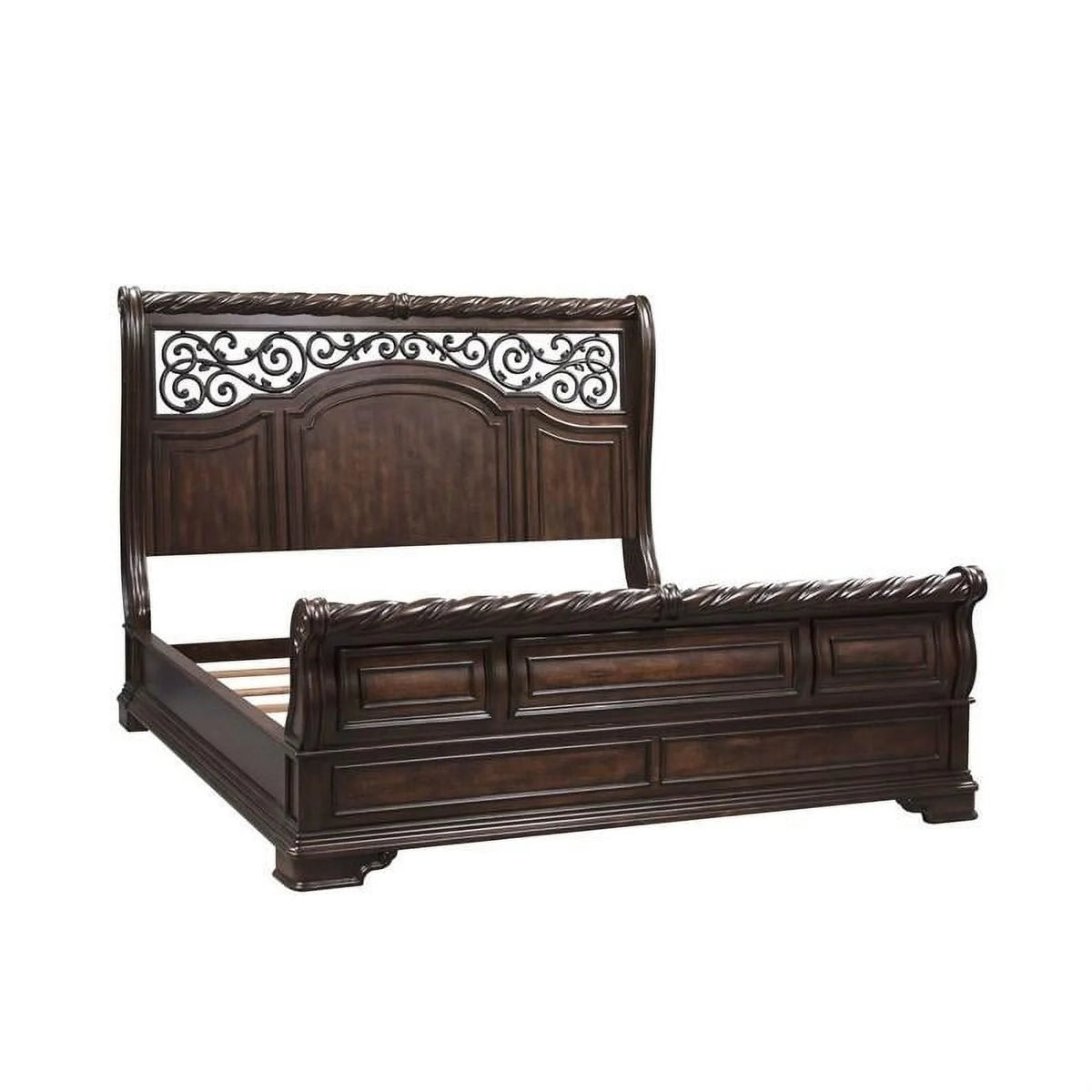 Home Square 2-Piece Set with Night Stand and King Sleigh Bed in Mahogany