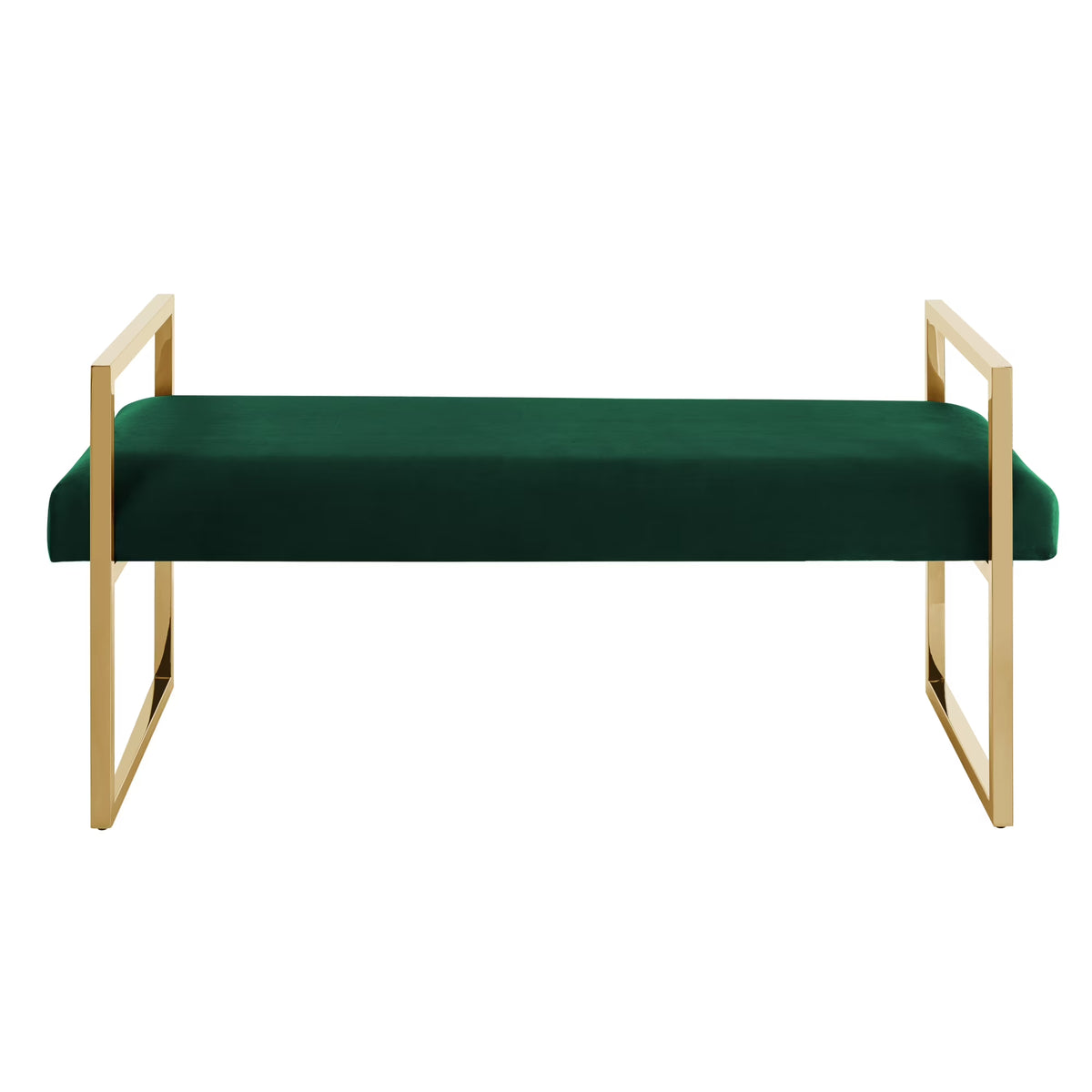 Madisen Velvet Bench with Gold Frame, Navy