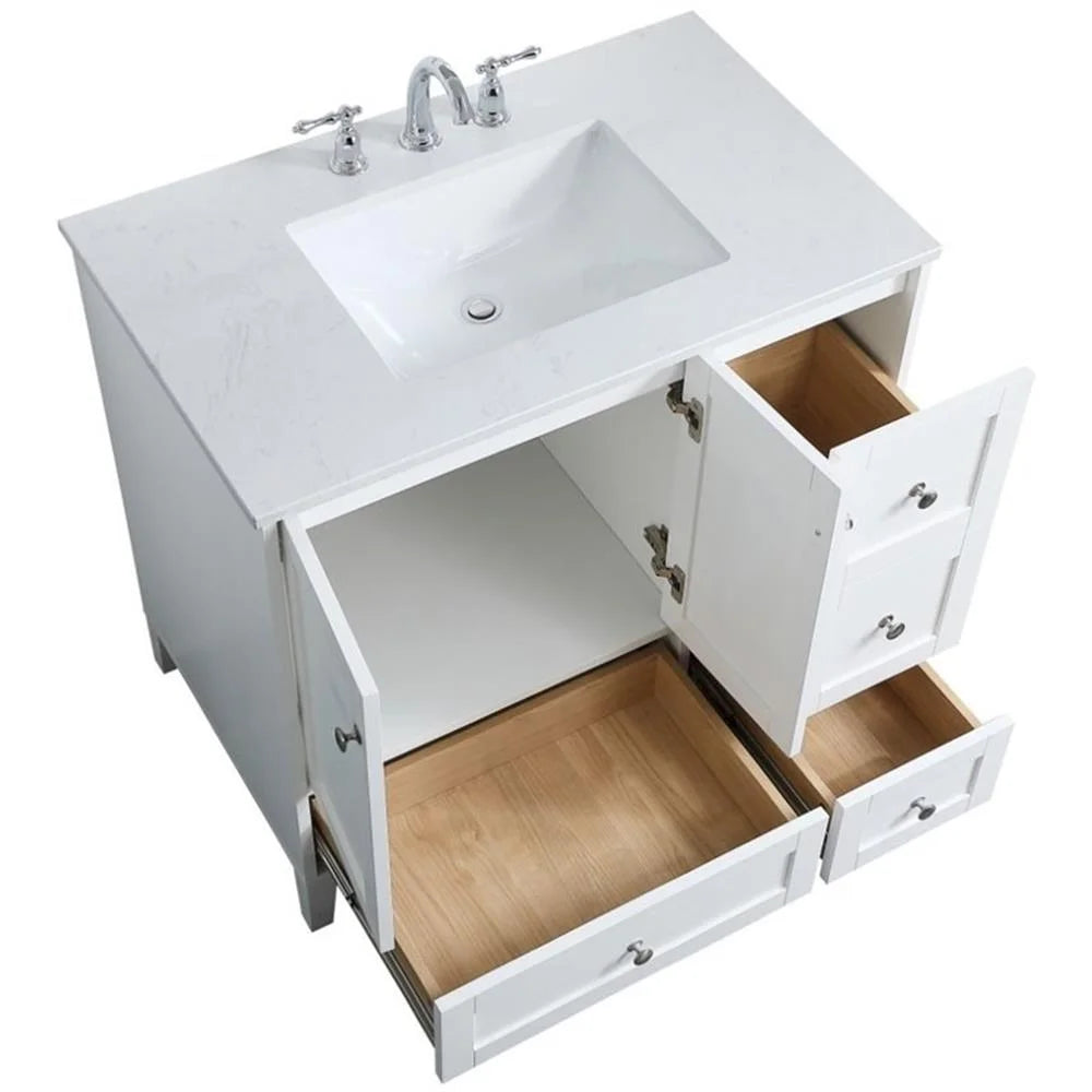 Elegant Decor Sommerville 36" Single Quartz Top Bathroom Vanity in Gray