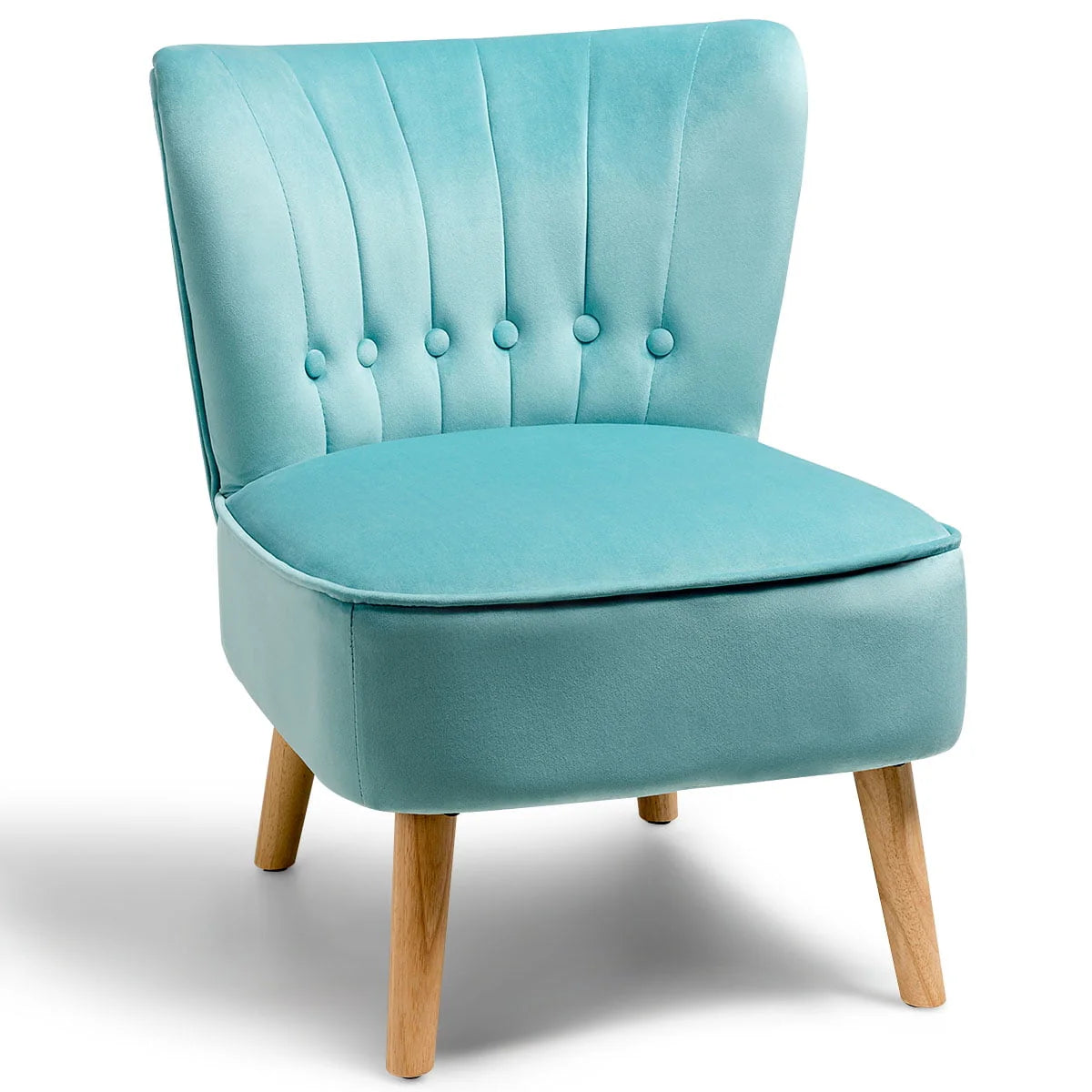Costway Armless Accent Chair Tufted Velvet Leisure Chair Single Sofa Upholstered Green