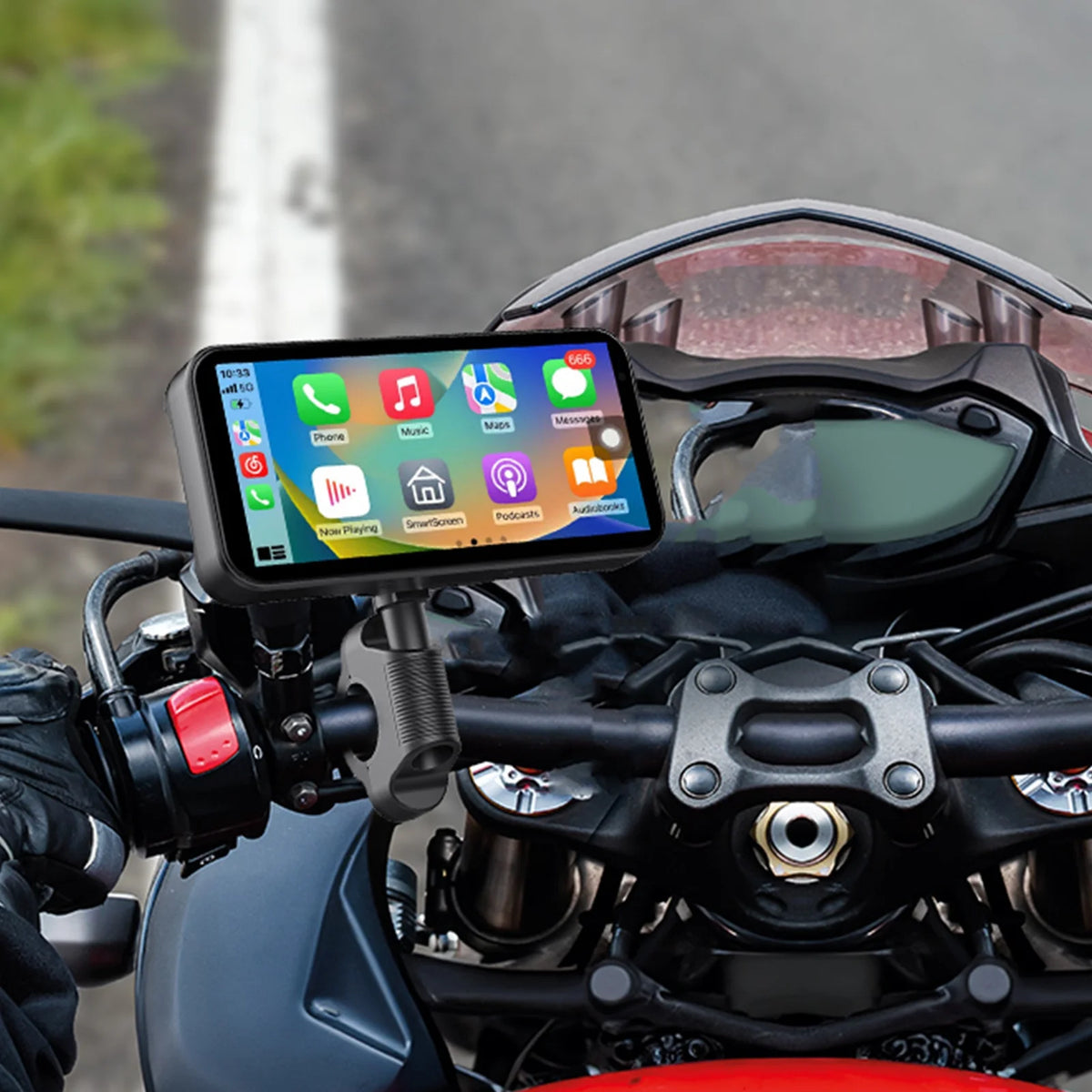 Motorcycle GPS Navigation Screen 6.25in IP67 Waterproof CarPlay Android Auto Light-sensing For Motorcycle
