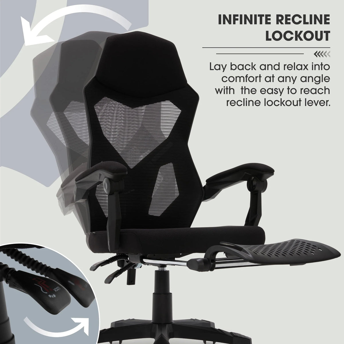 Gamer Gear Gaming Office Chair with Extendable Leg Rest, Black Fabric Upholstery