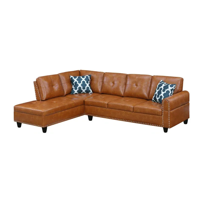 Sectional Sofas Faux Leather L - Shaped Sectional Set with Cup Holders 2pc,Large Sectional Couches