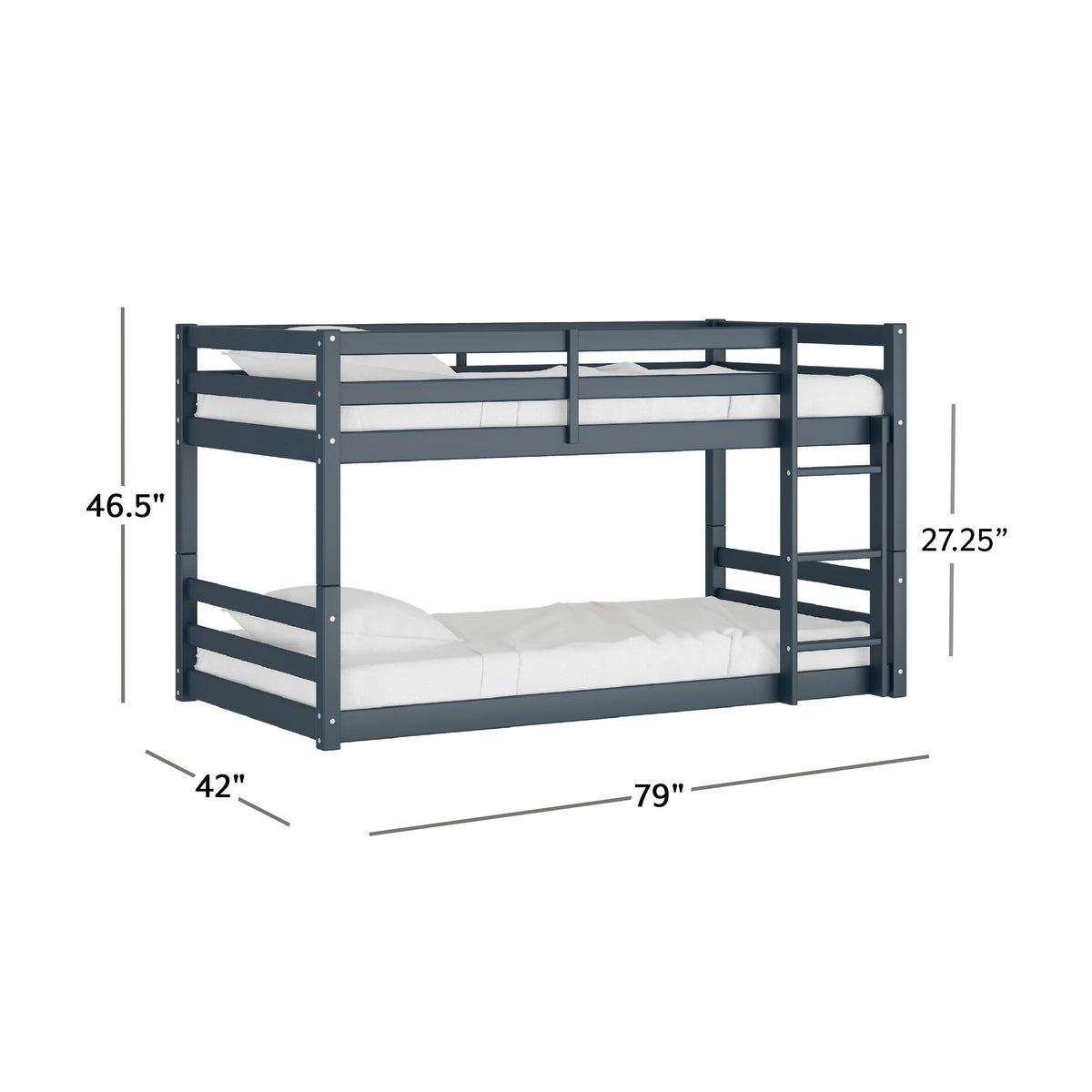 Campbell Wood Twin over Twin Floor Convertible Bunk Bed, Navy