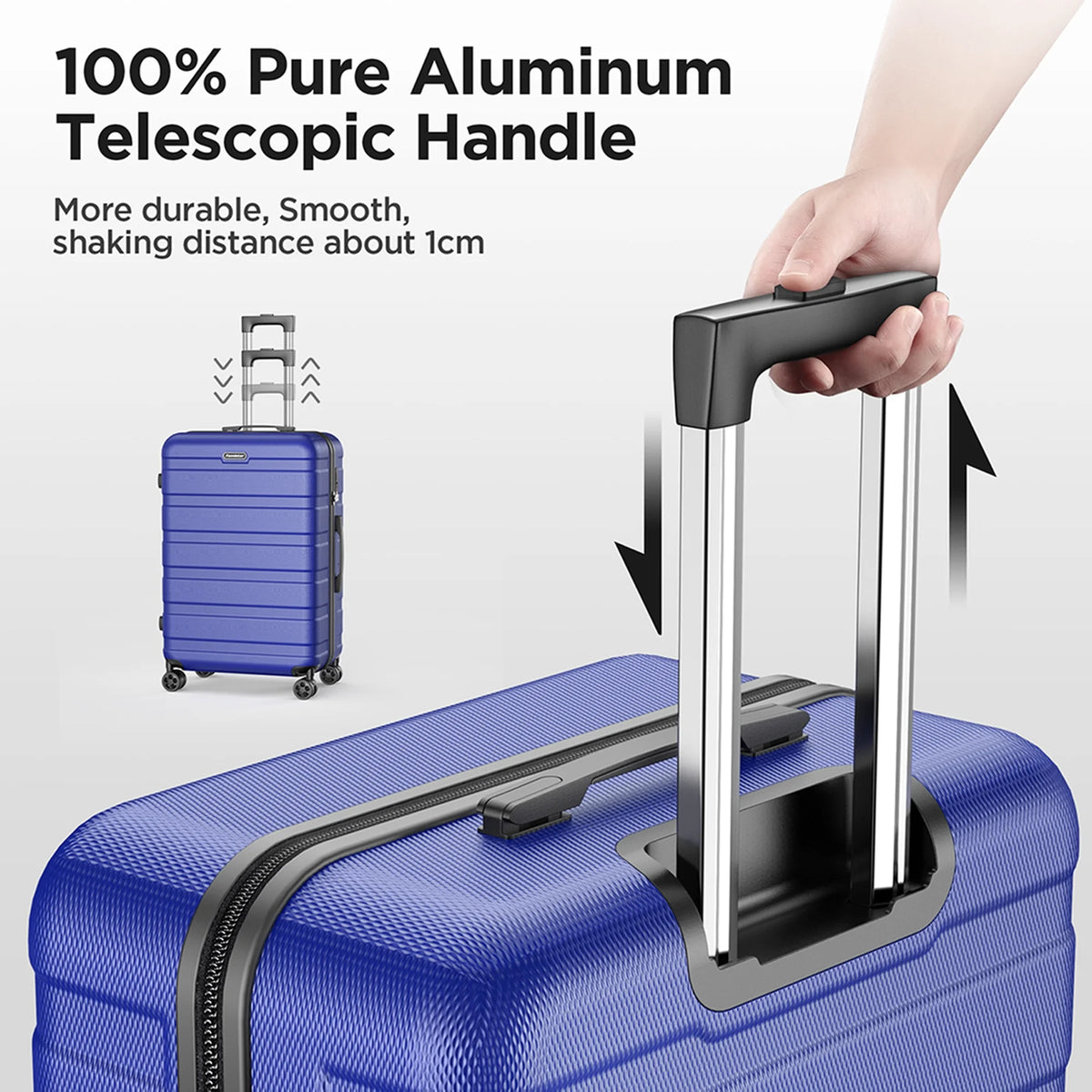 11Pcs Luggage Sets, ABS Hardshell Suitcase w/ Dual 360° Spinner Wheels & TSA Lock, Lightweight Durable Hardside Carry on Luggage for Travel, Deep Black