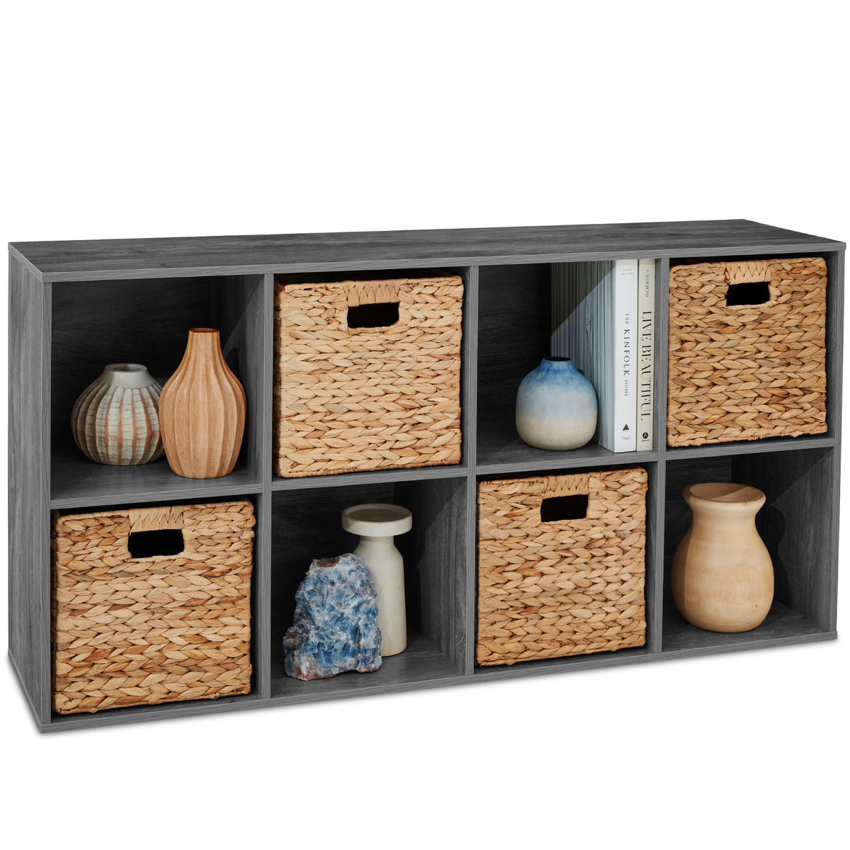 Best Choice Products 8-Cube Bookshelf, 11in Display Storage System, Organizer w/ Removable Back Panels - Black
