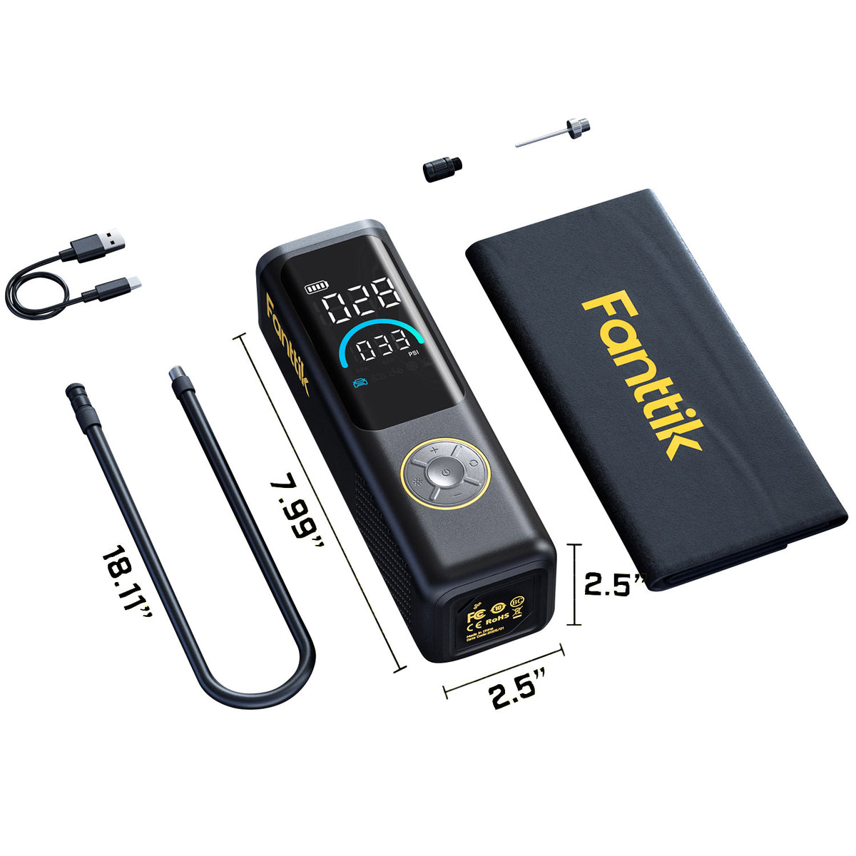 Fanttik S200 APEX Powerful Portable Air Pump and Tire Inflator with Power Bank