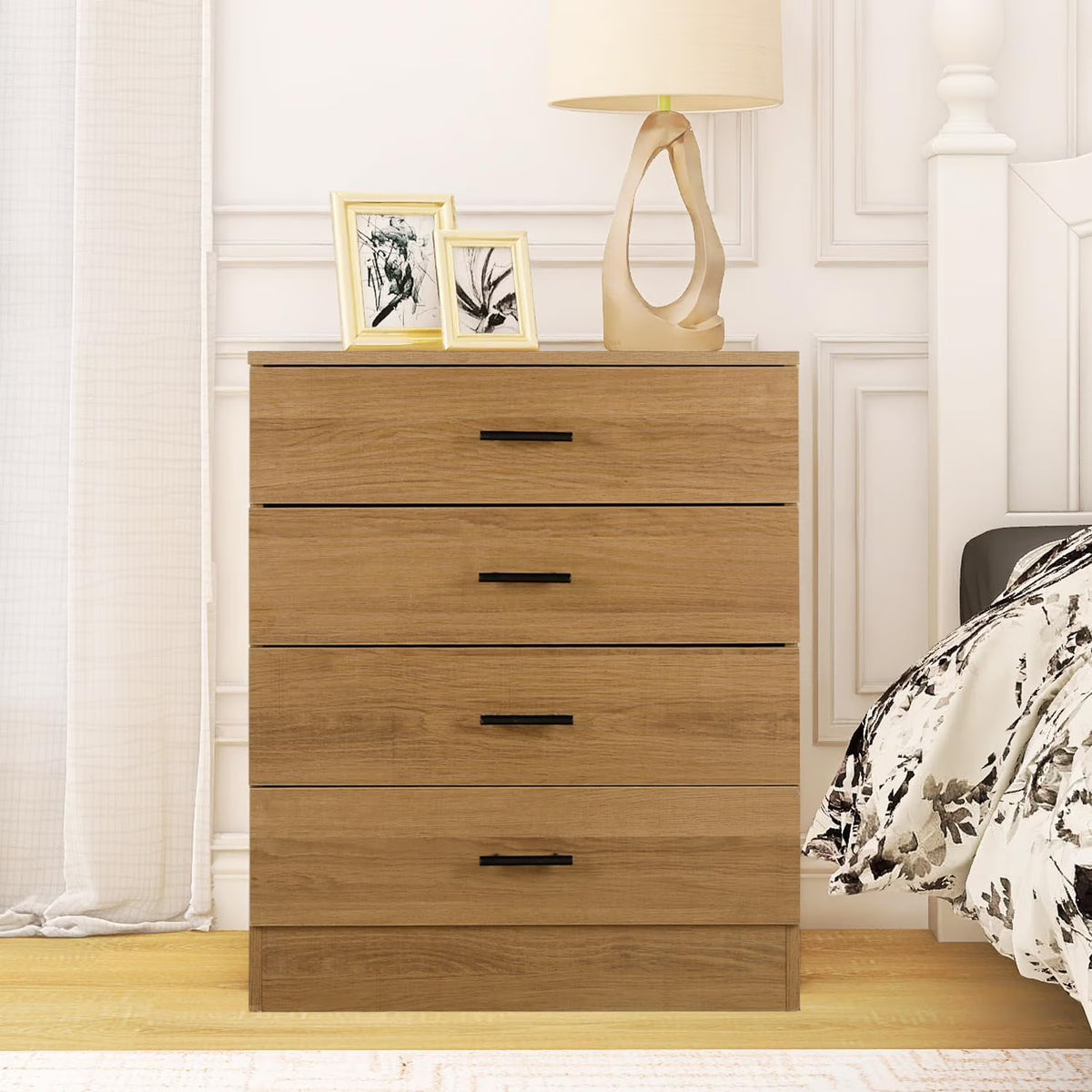 LAZZO 4 Drawer Tall Wooden Storage Cabinet Organizer, 2PCS