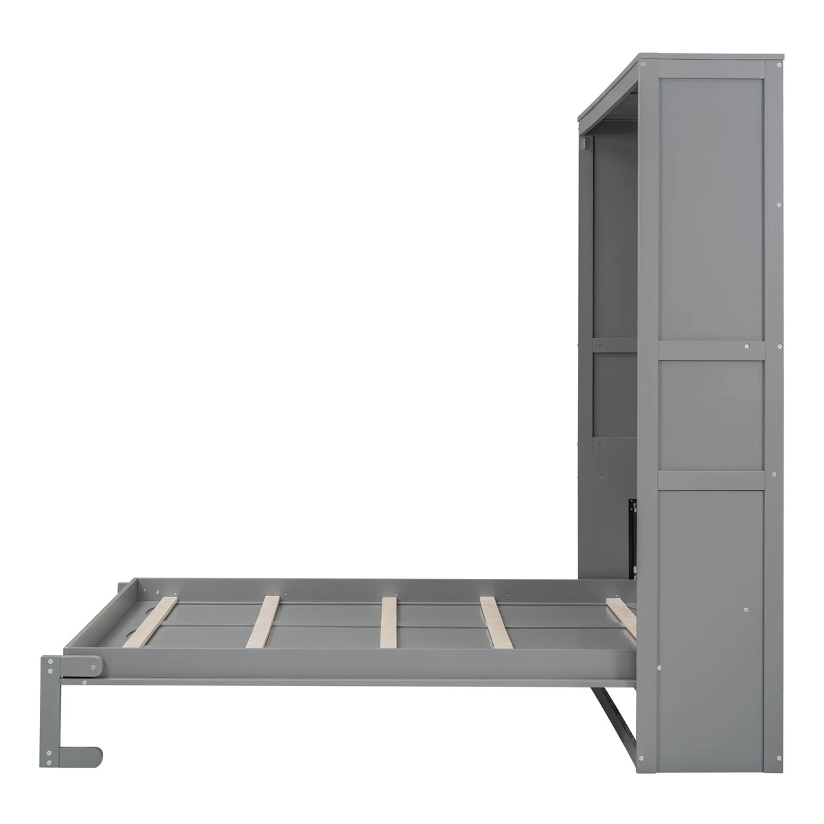 Harper & Bright Designs Full Size Murphy Bed with Shelves, Foldable Wall Bedframe w/Flexible Slats Support, Space-Saving Design, Can Be Folded Into Cabinet, White