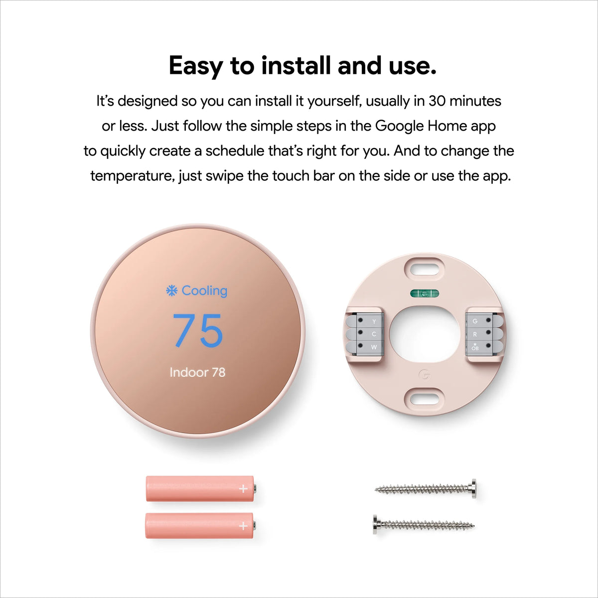 Google Nest  Thermostat - Smart Programmable Wi-Fi GA01334-US - Snow